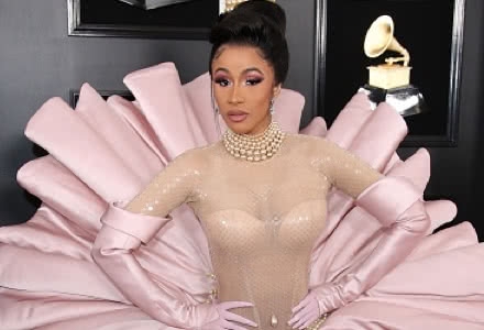 Cardi B wearing vintage dress